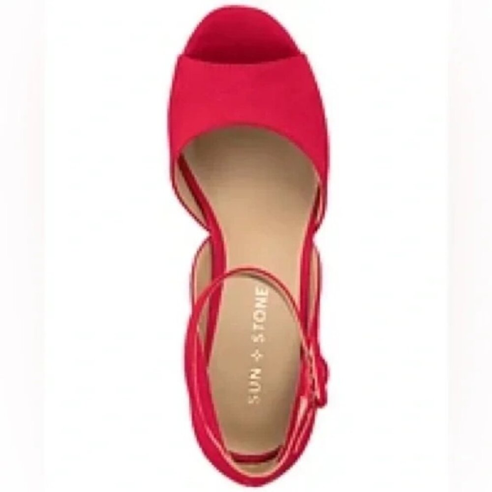 Sun Stone Reemaa Block-Heel Platform Cherry Red 10 MSRP $98 - Picture 2 of 3